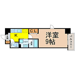 リシュドール鶴舞公園 1Kの間取図画像