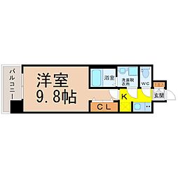 ラドゥセール志賀本通2 1Kの間取図画像