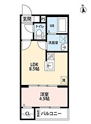 ロ・ハス八事東 1LDKの間取図画像