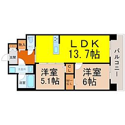 フォレストスクエア六番 2LDKの間取図画像