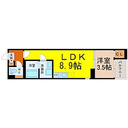 (仮称)西区坂井戸町(3)コーポ 1LDKの間取図画像