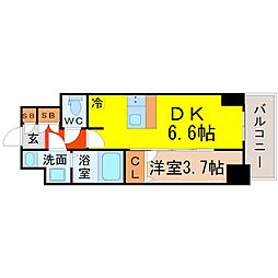 メイクスデザイン名駅南 1DKの間取図画像
