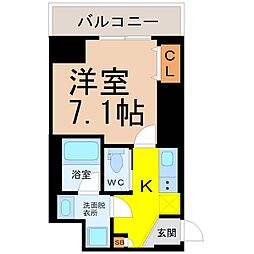 IE伏見 1Kの間取図画像