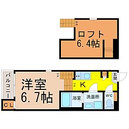 ハーモニーテラス城北町 1SKの間取図画像