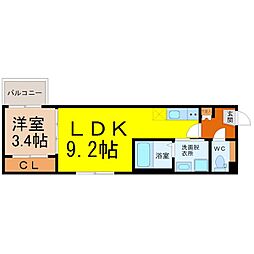 ハーモニーテラス平安通IV 1LDKの間取図画像