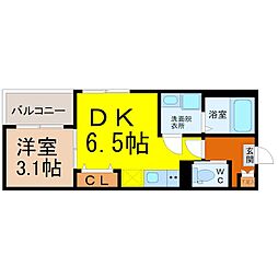 ハーモニーテラス平安通IV 1DKの間取図画像