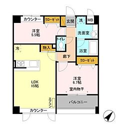 レフィナード 2LDKの間取図画像