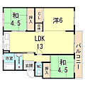 高倉台5-1団地13号棟5階6.3万円
