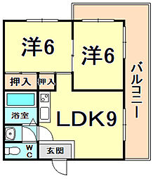 ダイバーシティ神戸長田C棟 2LDKの間取図画像