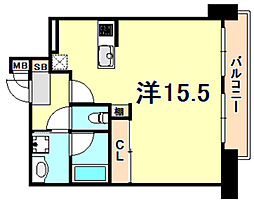 神戸市西神・山手線 新神戸駅 徒歩6分の賃貸マンション 9階ワンルームの間取り