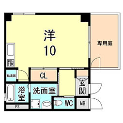 ａｐｒｏ−ｋ 1階ワンルームの間取り