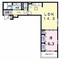 プレミアスペースII 1LDKの間取図画像