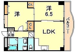 ビエント六甲3 3階2LDKの間取り
