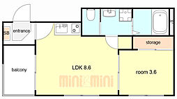 ハーモニーテラス歌島ＷＥＳＴ 2階1LDKの間取り