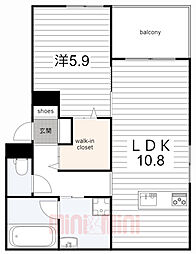 ロサ　アルウェンシス 301 3階1LDKの間取り