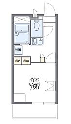 レオパレス新在家 2階1Kの間取り