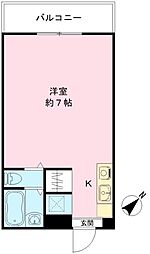 プレジール有瀬 2階1Kの間取り