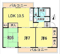 ひよどり台7団地34号棟 3LDKの間取図画像