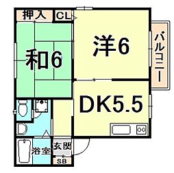 ラ・フォーレ武庫川 2DKの間取図画像