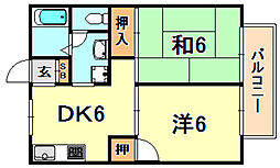 ピアン・広町 2DKの間取図画像