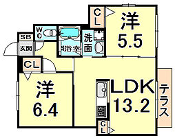 シャーメゾンマム 2LDKの間取図画像