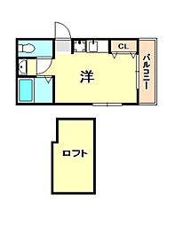 リバーライス11 ワンルームの間取図画像