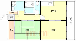 レクシア歌島 2DKの間取図画像