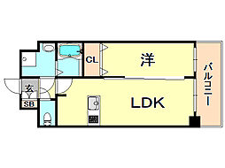 プレサンス兵庫ヴィアーレ 1LDKの間取図画像