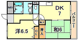 マンション妙法寺 2DKの間取図画像