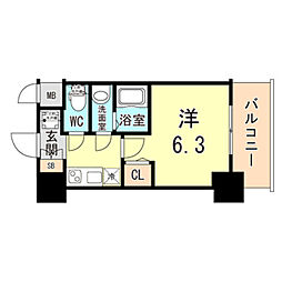 ファステート神戸コンチェール 1Kの間取図画像
