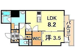 エステムコート神戸元町通2THESALON 1LDKの間取図画像