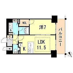 プレサンスTHE神戸 1LDKの間取図画像