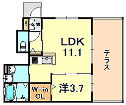 ルミエール2灘北通 1LDKの間取図画像