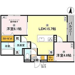 大阪市淀川区三津屋南2丁目アパート 2LDKの間取図画像