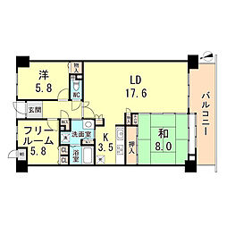 ルイシャトレ須磨名谷 3LDKの間取図画像