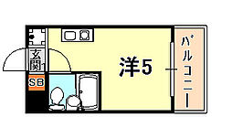 ラ・レジダンスド・エリール ワンルームの間取図画像