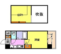 エステムコート三宮駅前ラドゥー 1Kの間取図画像
