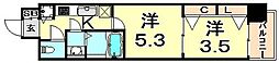 LAV神戸三宮 2Kの間取図画像