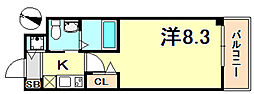 SERENiTE神戸元町 1Kの間取図画像