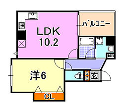 デ・リード神戸元町 1LDKの間取図画像