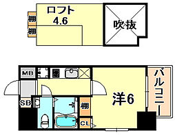 エステムコート神戸・県庁前4グランディオ 1Kの間取図画像