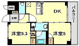 エステムプラザ神戸西4インフィニティ 2DKの間取図画像