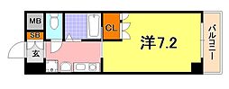 エスポワール三宮パート2 1Kの間取図画像
