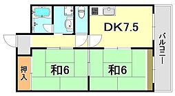 ハイツ菊水 2DKの間取図画像