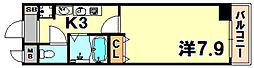 ロイヤルヒル神戸三ノ宮 1Kの間取図画像