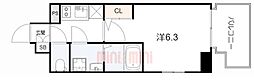 プロヴィスタ神戸三宮EAST 1Kの間取図画像