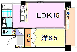 アルファレガロKOBEWEST 1LDKの間取図画像