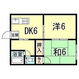 イーストハイツ 2DKの間取図画像