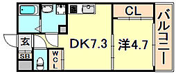 ケーティアイレジデンス月見山2 1DKの間取図画像