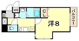 エスティロアール神戸駅前 1Kの間取図画像